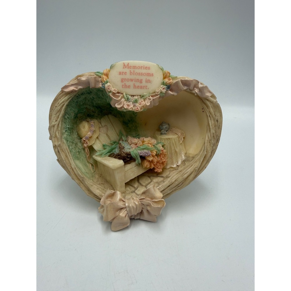 Places In The‎ Heart Memories Are Blossoms Resin Figurine Heart Basket Garden